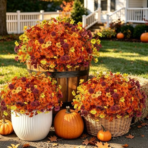 Artificial Flowers Outdoor, UV Resistant Faux Plants, Fall Decor,12 Bundles - Image 2