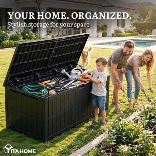 YITAHOME 240 Gallon Large Outdoor Storage Box XXL Resin Deck Box with Lock - Image 3
