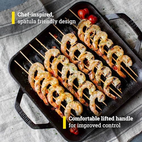 Lodge 11" Cast Iron Square Grill Pan - Chef Collection - Pre-Seasoned Cast Iron Pan - Versatile Cooking - Indoor & Outdoor Use - Incredible Heat Retention (Pack of 2) - Image 3