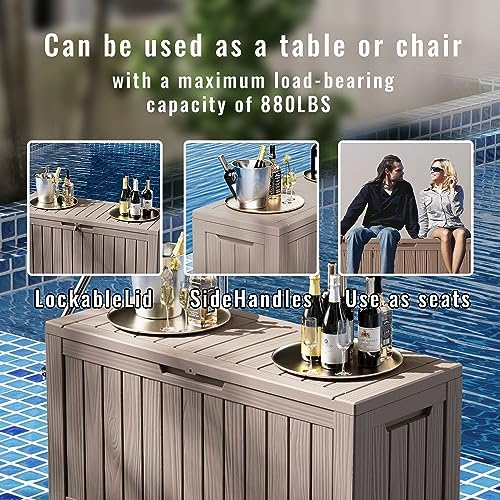 90 Gallon Waterproof Resin Deck Box, UV Resistant Outdoor Storage for Garden, Patio, Porch, Delivery（Black，80 Gallon） - Image 4