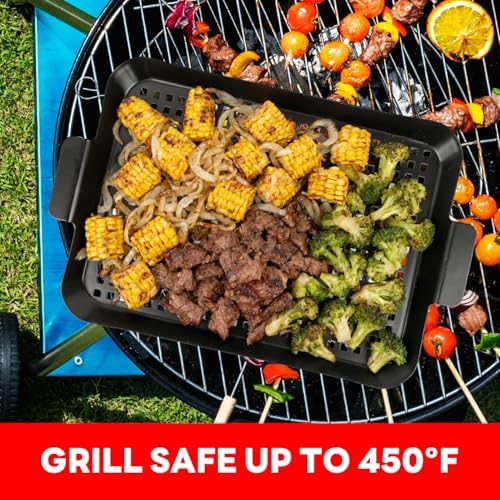 Grill topper: Set Of 2 Outdoor Grill Pans - Grill Trays with Hole Nonstick - BBQ Grilling Baskets for Outdoor Camping, Suitable for Vegetable Meat (2pcs) - Image 3
