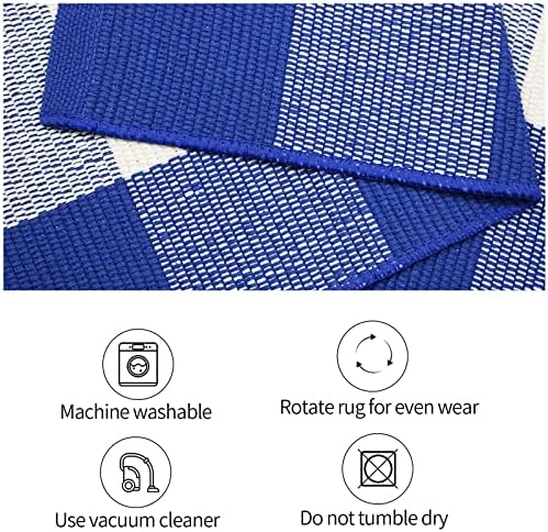 SEEKSEE Buffalo Plaid Outdoor Rug 3' x 5' Blue and White Front Door Mat, Layering Rug for Porch, Summer Doormat, Front Porch Rug for Outdoor Entrance Entryway Patio Porch Decor - Image 7