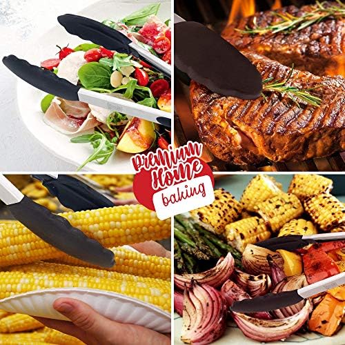 Kitchen Tongs for Cooking with Silicone Tips by Boxiki Kitchen, BPA Free Stainless Steel set of 2 Silicone Tongs for Cooking, Grilling & Toss a Salad, Heat Resistant Grill Tongs for Serving BBQ Food. - Image 4