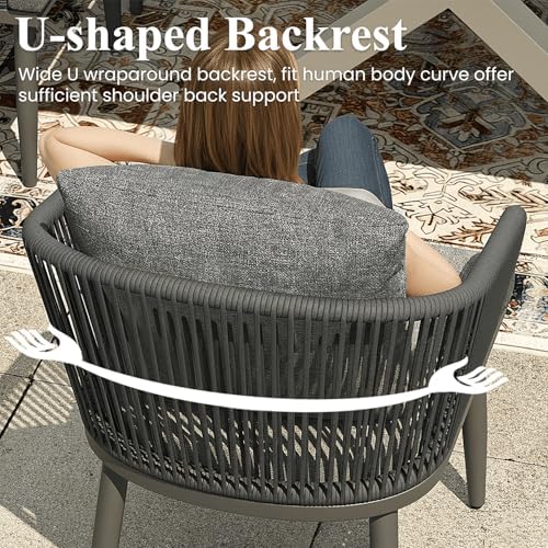 LayinSun 9 Pieces Outdoor Patio Dining Set, Aluminium Rectangular Dining Table and Wicker Rattan Chairs Set for Outside Backyard, Poolside - Image 3