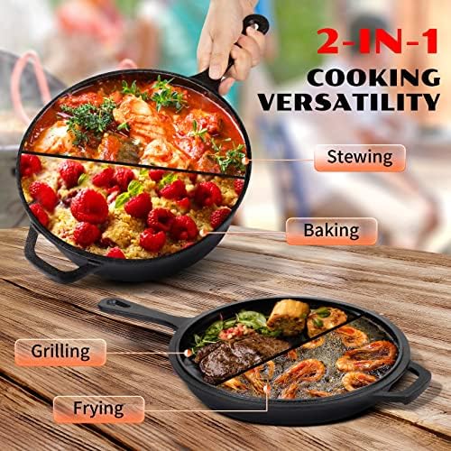 Overmont 2-in-1 Cast Iron Dutch Oven - 3.2QT Deep Pot with Lid Recipe - Image 3