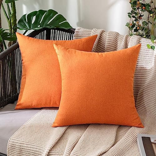 MIULEE Decorative Outdoor Pillow Covers Fall Euro 22x22 Bright Orange by MIULEE