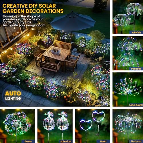 GIGALUMI 2 Pack Solar Firework Lights Outdoor, Garden Decor, Multicolored - Image 4