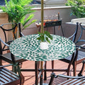 Fitted Round Tablecloth with Umbrella Hole and Zipper Abstract Nature Outdoor Elastic Table Cloth 36"-44" Oil-Proof Waterproof Green Nature Patio Table Cover for Picnic Party by GzLeyigouHomeKitchen