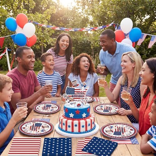 40PCS 4th of July Party Supplies, 250th Anniversary American Flag Patriotic Plates and Napkins, Disposable Fourth of July Paper Plates & Napkins for Veterans Day, Election Day & Independence Day Decor - Image 7