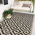 SAND MINE Waterproof Outdoor Rug 5x8 ft, Plastic Reversible Rug, Modern Area Rug, Large Floor Mat for Outdoors, RV, Patio, Backyard, Deck, Picnic, Beach, Camping, Black & Beige by SANDMIND