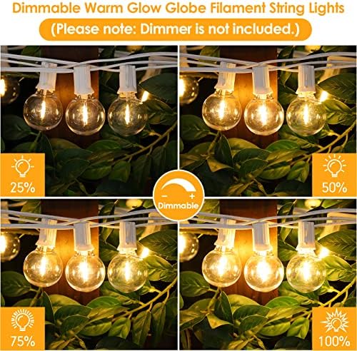 Mlambert 50Ft Outdoor String Lights, G40 Globe Patio Lights with 25+2 Waterproof Shatterproof LED Bulbs for Balcony Porch Bistro Deck-White Wire - Image 2
