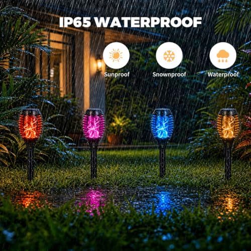 Solar Christmas Decoration Outdoor, 8 Pack Solar Torch Lights - Image 3