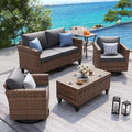 UDPATIO Patio Furniture Set, 5 Pieces Outdoor Furniture Sets with Rocking Swivel Chairs, Wicker Rattan Outdoor Conversation Set with Storage Table and Waterproof Covers for Backyard, Deck, Porch, Grey by UDPATIO
