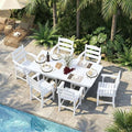 HOPUBUY 7 Pieces Patio Dining Set for 6, 71" HDPE All-Weather Patio Table and Chairs Set with Umbrella Hole, Durable Outdoor Furniture Set for Garden, Backyard, Lawn & Poolside (White) by HOPUBUY