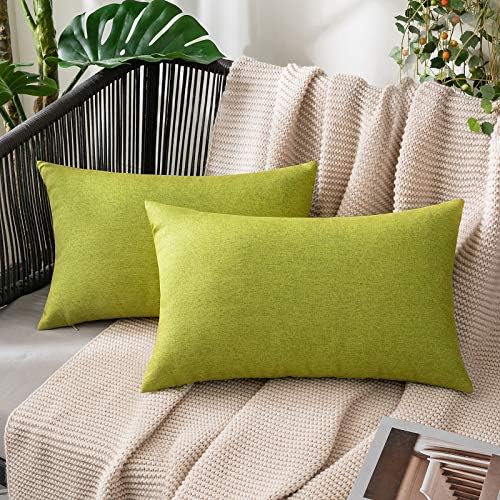 MIULEE Decorative Outdoor Pillow Covers Lumbar Waterproof 12x20 Green by MIULEE