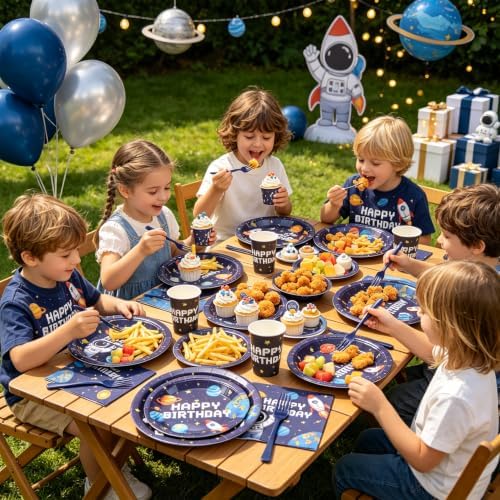 Space Themed Party Plates Set 120Pcs Astronaut Birthday Party Supplies - Image 5