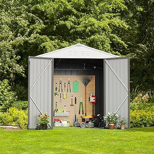 Devoko 8x6 FT Outdoor Storage Shed, Gray - Image 7