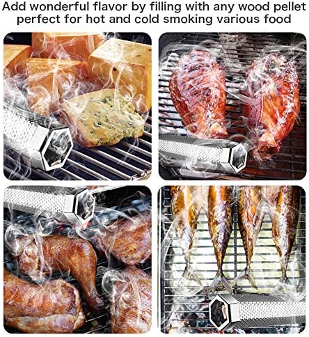 LANNEY Smoke Tube for Pellet Smoker 2 Pack, 12'' Smoker Tube for Pellet Grill - Hot or Cold Smoker Accessories for Electric Gas Charcoal Grilling, Stainless Steel Portable Barbecue Smoking Tube - Image 3