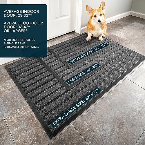 ubdyo Extra Durable Door Mat Outside Entrance (36" x 24", Bright Grey) - Image 3
