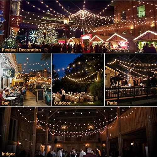 Mlambert 150Ft(3x50Ft) Outdoor String Lights, G40 Globe Patio Lights with 75+6 Dimmable Shatterproof LED Hanging Bulbs for Backyard Party-Black Wire - Image 6