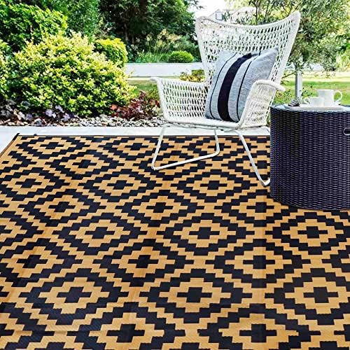 SAND MINE Reversible Mats, Plastic Straw Rug, Modern Area Rug, Large Floor Mat and Rug for Outdoors, RV, Patio, Backyard, Deck, Picnic, Beach, Trailer, Camping, Black & Brown, 9' x 18' - Image 6