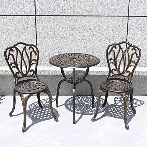 C/G 3 Piece Bistro Set,Outdoor Patio Set,Anti-Rust Cast Aluminum Bistro Table Set for Park Yard Front Porch Furniture(Antique Copper) - Image 7
