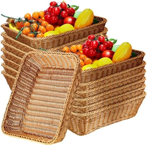 Eccliy 14 Pack Wicker Bread Baskets Woven Serving Basket, 15.8 Inch by Eccliy