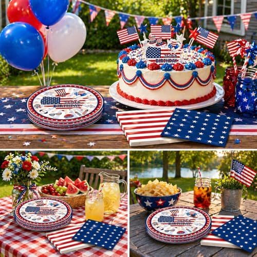 40PCS 4th of July Party Supplies, 250th Anniversary American Flag Patriotic Plates and Napkins, Disposable Fourth of July Paper Plates & Napkins for Veterans Day, Election Day & Independence Day Decor - Image 5