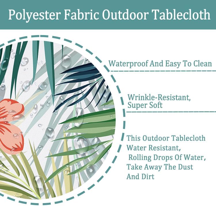 Oval Outdoor Tablecloth with Umbrella Hole and Zipper, Patio Table Covers for Spring/Summer, Machine Washable Outdoor Party/Picnic Oval Table Cloth - Image 4