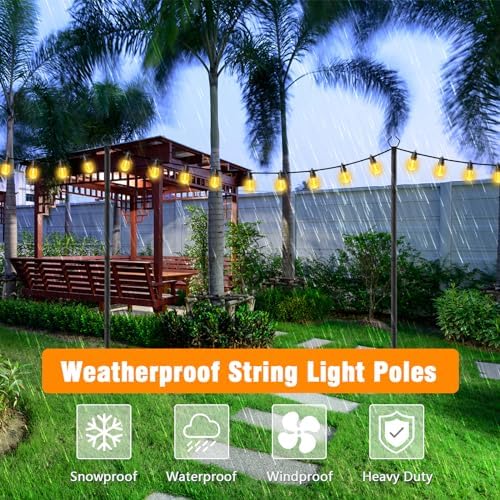 AILBTON 2 Pack 10Ft String Light Poles,Light Poles for Outside String Lights,Outdoor Light Poles with Fork,Metal Pole Stand for Patio,Backyard,Deck - Image 6