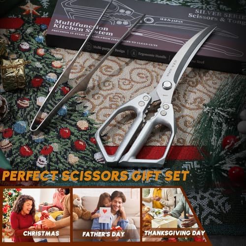 Huusk Kitchen Scissors and Cooking Tong, Kitchen Shears Set All Purpose - Image 5