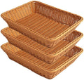 3pcs Large Wicker Bread Basket for Party, Rectangle Woven Fruit Basket, Gift Baskets Empty, Sturdy Durable Stackable Storage Baskets for Kitchen, Store, Restaurant, Party (Brown, L) by Unknown