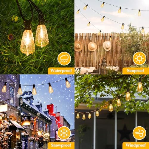 Brightever 100FT Outdoor String Lights 52 Bulbs, 2200K Amber Lights - Image 5