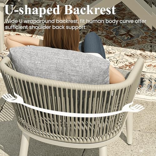 LayinSun 9 Pieces Outdoor Patio Dining Set, Aluminium Rectangular Dining Table and Wicker Rattan Chairs Set for Outside Backyard, Poolside - Image 3