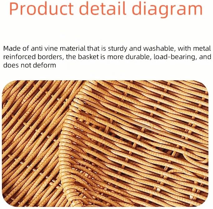 Circular Wavy Imitation Rattan Wicker Picnic Basket Set of 3 Sizes - Image 5