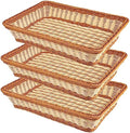 3 PCS 16 Inch Wicker Bread Basket, Woven Serving Basket, Tabletop Food Serving Basket for Restaurant, Bakery, Family Party, Hotel Serving, Fruits, Vegetables and Snacks, by GNIEMCKIN by GNIEMCKIN