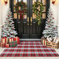 OJIA Christmas Door Mats Outdoor Rug 3'x5' Red Green Plaid Rug Porch Decor by OJIA