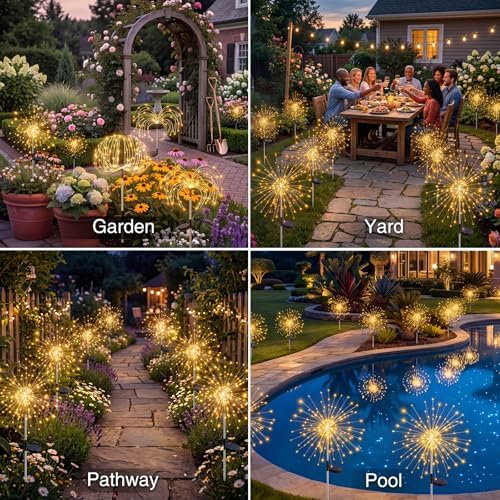 btfarm 10 Pack Solar Garden Lights Outdoor, 8 Modes Firework Lights Outside - Image 6