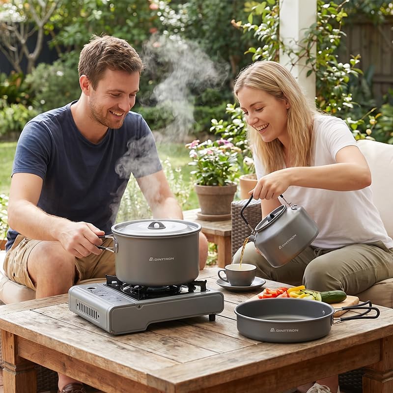 22-Piece Large Camping Cookware Set, 3.3L Pot & Kettle - Image 3