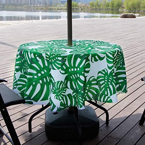 EHouseHome Outdoor and Indoor 60inch Round Tablecloth with Umbrella Hole and Zipper, Waterproof Zippered Patio Cloths, Spring/Summer Table Covers for Backyard Circular Table/BBQs/Picnic - Image 3