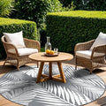 GENIMO Outdoor Rug, Waterproof Plastic Rugs for Patio, 10' Round Grey White by GENIMO
