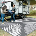 GENIMO Outdoor Rug, Waterproof Plastic Rugs 10'x20' for Camping Grey White by GENIMO