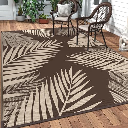 GENIMO Outdoor Rug, Waterproof Plastic Rugs for Patio, 6'x9' Coffee Beige by GENIMO