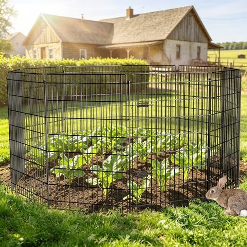 Metal Garden Fence with Gate 48 in x 25.3 ft, Tall Dog Fence for Yard - Image 6