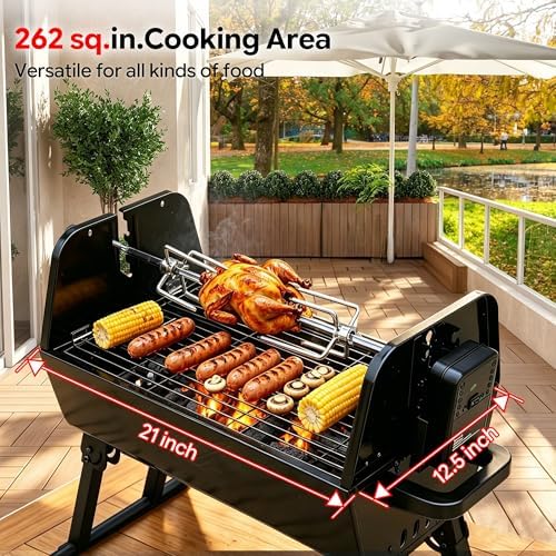 Flintex Portable Dual Zone Rotisserie & Grill, Charcoal Grill, Foldable - Image 2