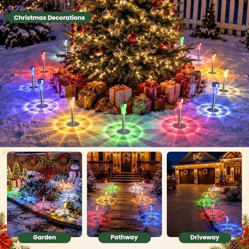 GIGALUMI Solar Christmas Lights Outdoor, Multicolor Pathway Lights 20 Pack - Image 4