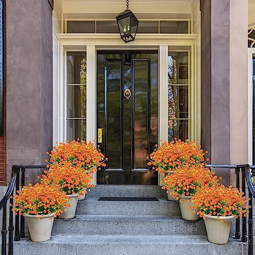 AGIRL Artificial Fall Flowers Outdoor,UV Resistant Fake Mums Porch Decor - Image 4