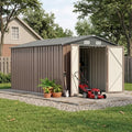 Devoko 8x12 FT Outdoor Storage Shed, Metal Tool Shed with Lockable Door&Slooping Roof, Outside Large Utility Storage for Garden Backyard Patio(Brown) by DEVOKO