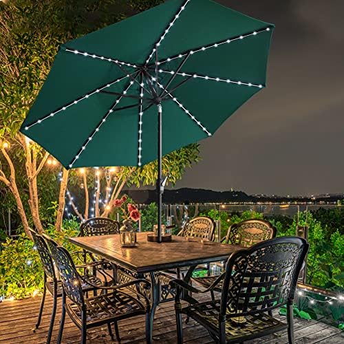 EliteShade USA 10-Year-Non-Fading 9ft Market Patio Umbrella, Commercial Grade Table Sun Umbrella with 80 Solar LED Lights, Crank Open, Windproof & UPF 50+ UV Protection for Garden, Deck, Pool, Backyard, Forest Green - Image 4