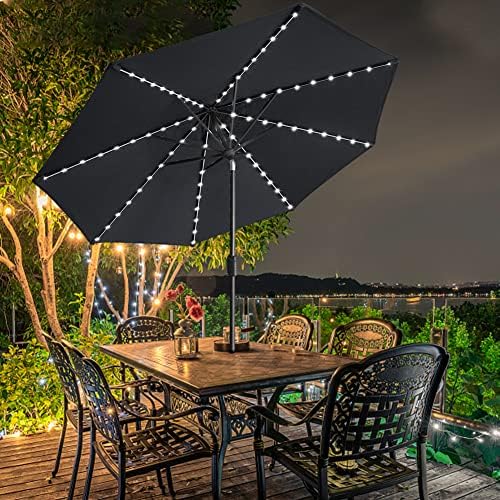 EliteShade USA 10-Year-Non-Fading 9ft Market Patio Umbrella, Commercial Grade Table Sun Umbrella with 80 Solar LED Lights, Crank Open, Windproof & UPF 50+ UV Protection for Garden, Deck, Pool, Backyard, Black - Image 4